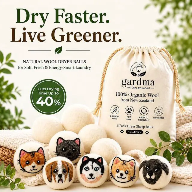 Alt view image 2 of 7 - Wool Dryer Balls XL 4-Pack Organic Wool Dryer Balls for Laundry Reusable, Natural Fabric Softener, Reduces Drying Time, Static, Wrinkles & Laundry Clumping