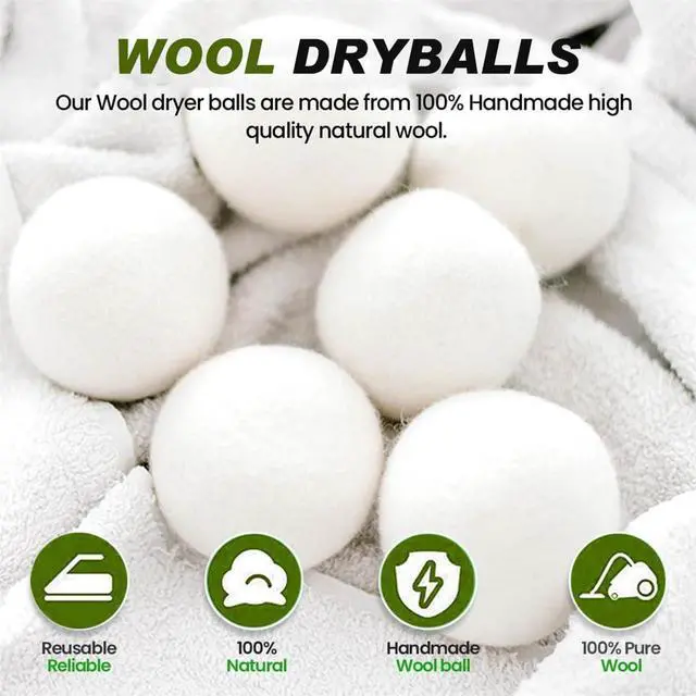 Alt view image 2 of 7 - Wool Dryer Balls Reusable Laundry Dryer Balls Natural Fabric Softener Dryer Sheets Replacement for Reducing Clothing Static and Wrinkles, Set of 6PCS