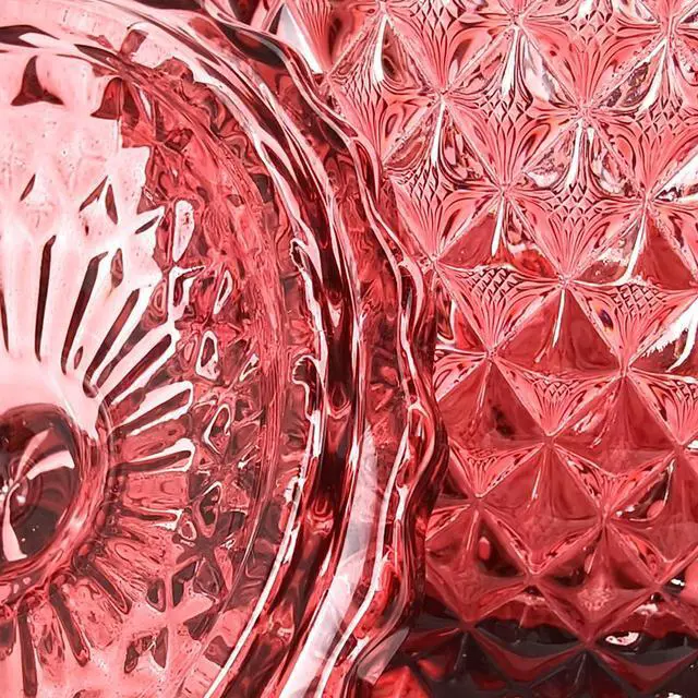 Alt view image 5 of 5 - Colorful Glass Jar With Lid,Christmas Candy Dish,Cookie Jars,Jewelry Box,Biscuit Containers Food Storage,Decorative Jar(Purplish Red)