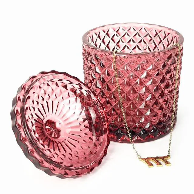 Alt view image 2 of 5 - Colorful Glass Jar With Lid,Christmas Candy Dish,Cookie Jars,Jewelry Box,Biscuit Containers Food Storage,Decorative Jar(Purplish Red)