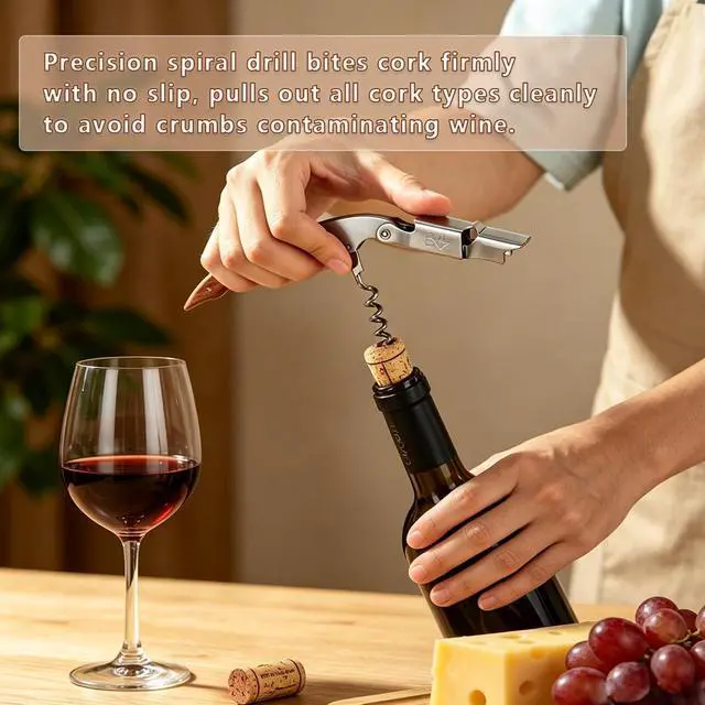 Alt view image 4 of 7 - Waiter Corkscrew Wine Opener, Berglander Professional Wine Key for Servers, Hevay Duty Bartender with Foil Cutter, Manual Wine Bottle Opener, Wood Handle Comfortable, Ergonomic Grip