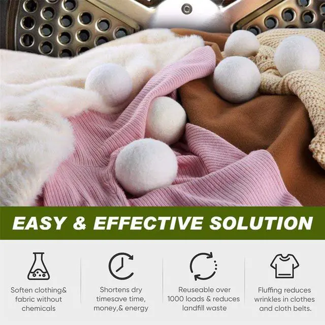 Alt view image 4 of 7 - Wool Dryer Balls Reusable Laundry Dryer Balls Natural Fabric Softener Dryer Sheets Replacement for Reducing Clothing Static and Wrinkles, Set of 6PCS