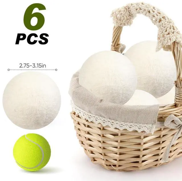 Alt view image 5 of 7 - Wool Dryer Balls Reusable Laundry Dryer Balls Natural Fabric Softener Dryer Sheets Replacement for Reducing Clothing Static and Wrinkles, Set of 6PCS