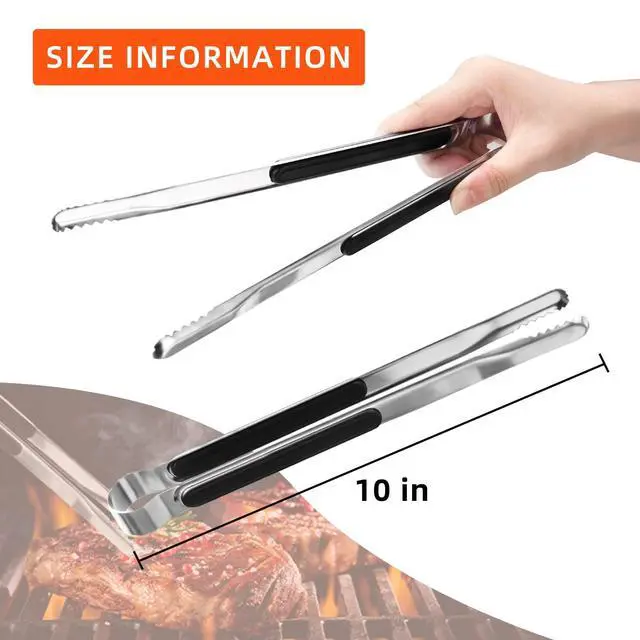 Alt view image 2 of 7 - 4 Pack Premium Stainless Steel Kitchen Tongs, Serving Tongs for Cooking