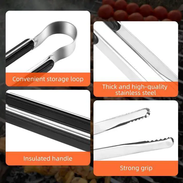 Alt view image 3 of 7 - 4 Pack Premium Stainless Steel Kitchen Tongs, Serving Tongs for Cooking