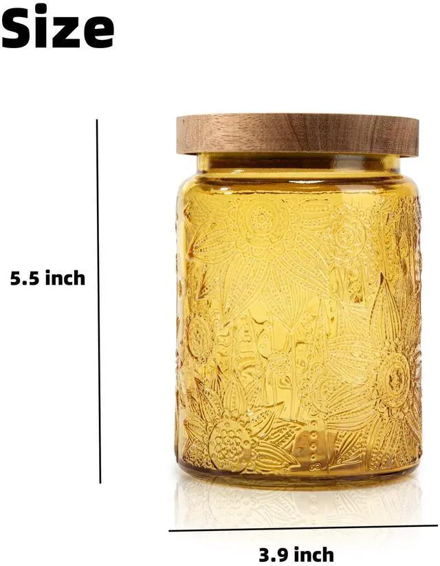Alt view image 2 of 7 - 2 Pack Glass Storage Jar with Bamboo Lid, 23.7 FL Oz Kitchen Glass Food Storage Containers for Candy, Coffee Tea Beans, Oats,Flour, Grains