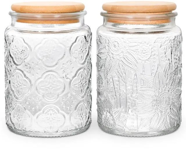 Main image of Vintage Glass Jar with Lid, 24oz Food Storage Containers Mason Jars, 2 Pack