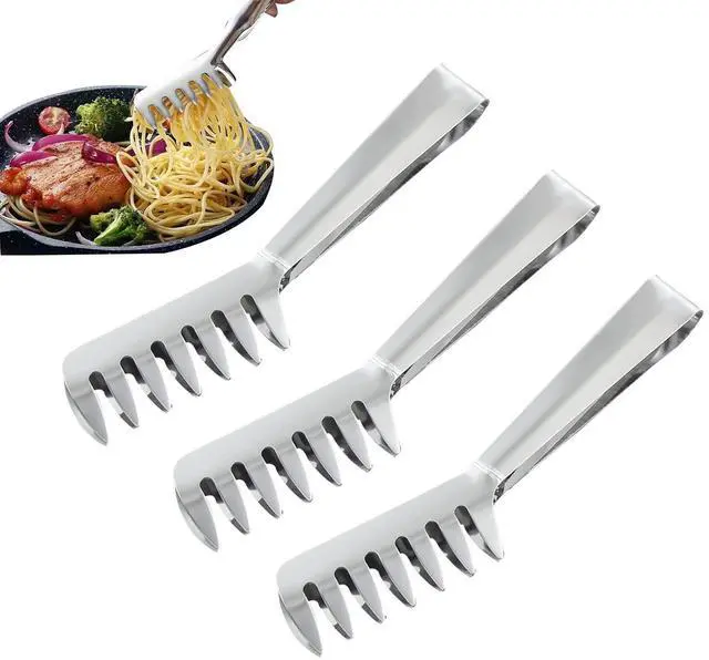 Main image of 3 Pack Pasta Tongs Stainless Steel for Serving Pasta Utensils Claw Chicken Tongs Salad Tongs