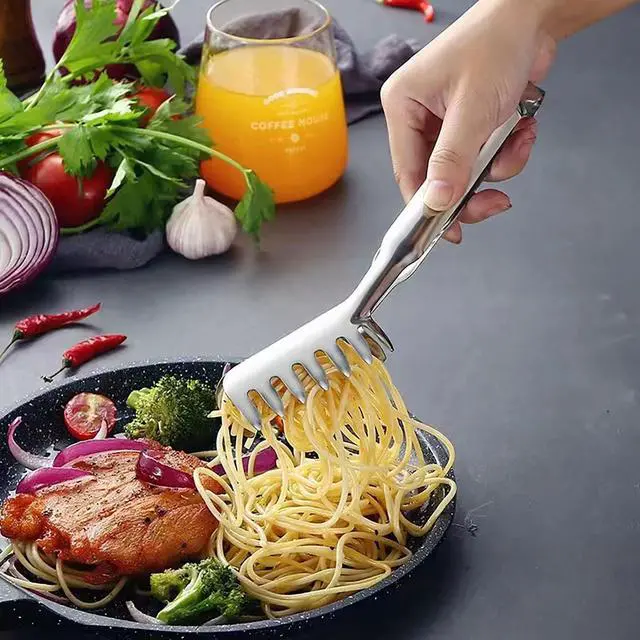 Alt view image 4 of 7 - 3 Pack Pasta Tongs Stainless Steel for Serving Pasta Utensils Claw Chicken Tongs Salad Tongs