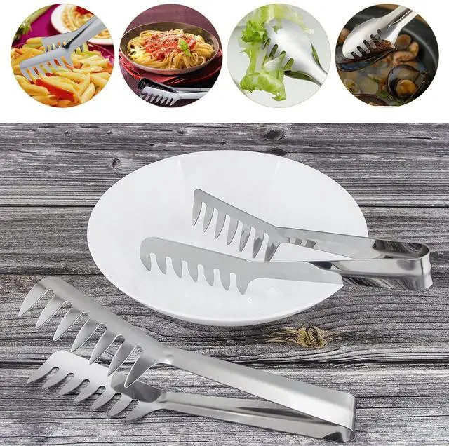 Alt view image 7 of 7 - 3 Pack Pasta Tongs Stainless Steel for Serving Pasta Utensils Claw Chicken Tongs Salad Tongs