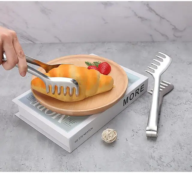 Alt view image 5 of 7 - 3 Pack Pasta Tongs Stainless Steel for Serving Pasta Utensils Claw Chicken Tongs Salad Tongs
