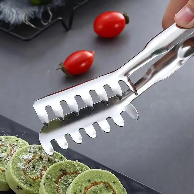 Alt view image 6 of 7 - 3 Pack Pasta Tongs Stainless Steel for Serving Pasta Utensils Claw Chicken Tongs Salad Tongs