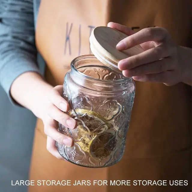 Alt view image 4 of 7 - Vintage Glass Jar with Lid, 24oz Food Storage Containers Mason Jars, 2 Pack