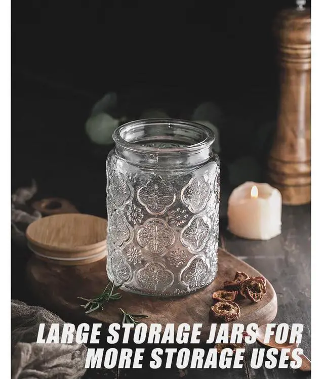 Alt view image 6 of 7 - Vintage Glass Jar with Lid, 24oz Food Storage Containers Mason Jars, 2 Pack