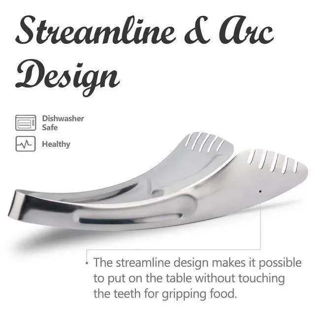 Alt view image 5 of 7 - 9-Inch Salad Serving Tongs, 18/8 Stainless Steel Kitchen Cooking Tongs for Pasta Noodles BBQ Buffet | Dishwasher Safe |