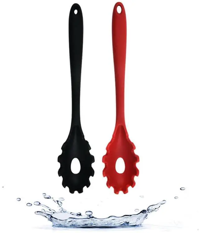 Main image of Silicone Pasta Fork (11.2"), 2-Pack Spaghetti Server Spoon Heat Resistant 600°F, Food Grade Pasta Spoon, BPA Free, Noodle Spoons. (Silicone)