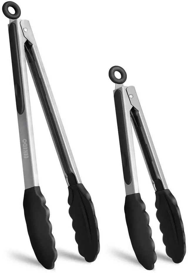 Main image of Tongs for Cooking, Stainless Steel Kitchen Tongs with Silicone Tips