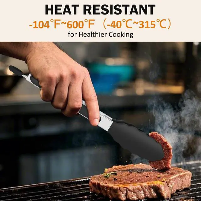 Alt view image 2 of 7 - Tongs for Cooking, Stainless Steel Kitchen Tongs with Silicone Tips