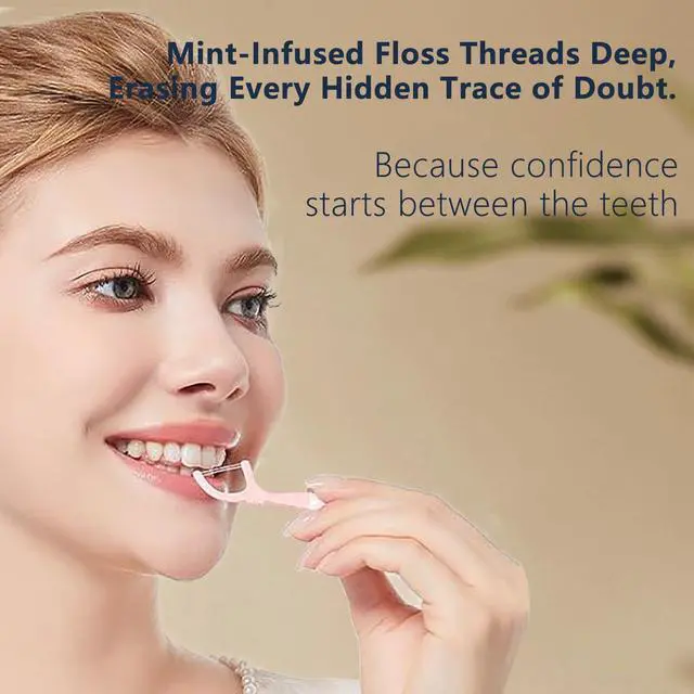 Alt view image 2 of 7 - Dual - Line Dental Flossers 85 Count, Mint Floss Picks with 2 Travel Case
