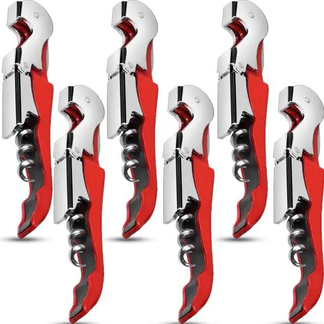 Main image of 6 Pieces wine key wine opener Professional Waiter Corkscrews Stainless bottle opener Fold Serrated Foil Cutter Key for Family, Company Party,Bars,Restaurants(red)
