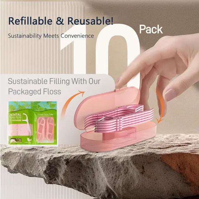Alt view image 4 of 7 - Dual - Line Dental Flossers 85 Count, Mint Floss Picks with 2 Travel Case