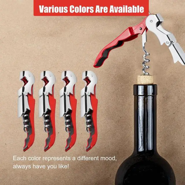Alt view image 5 of 7 - 6 Pieces wine key wine opener Professional Waiter Corkscrews Stainless bottle opener Fold Serrated Foil Cutter Key for Family, Company Party,Bars,Restaurants(red)