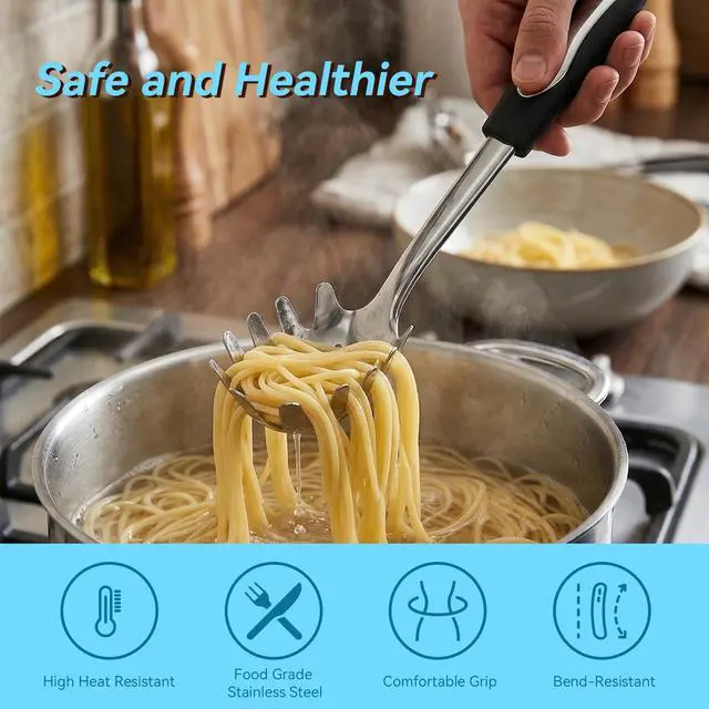 Alt view image 3 of 7 - 2 PCS Stainless Steel Soup Ladle and Spaghetti Spoon