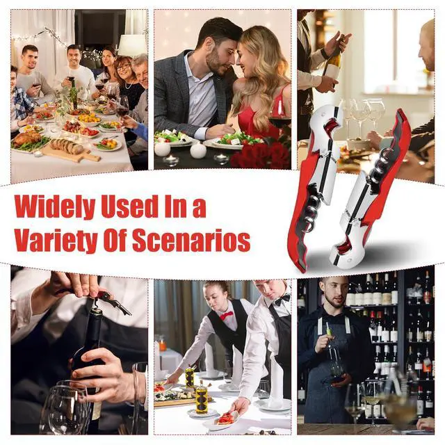 Alt view image 7 of 7 - 6 Pieces wine key wine opener Professional Waiter Corkscrews Stainless bottle opener Fold Serrated Foil Cutter Key for Family, Company Party,Bars,Restaurants(red)