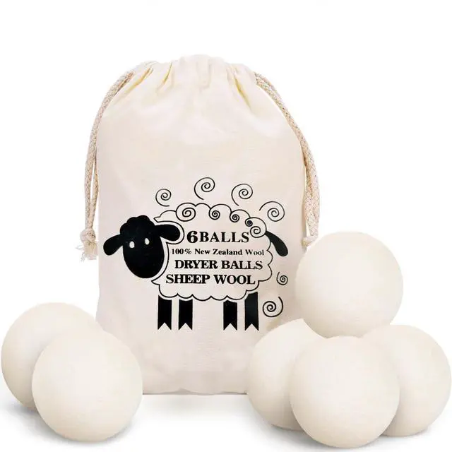 Main image of 6 Pack Wool Dryer Balls, White, 2.75 in/7 cm