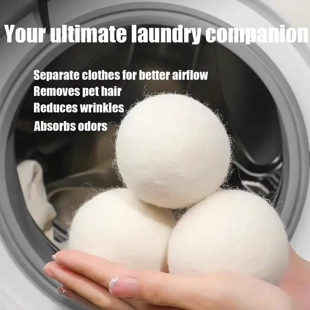Alt view image 5 of 7 - 6 Pack Wool Dryer Balls, White, 2.75 in/7 cm