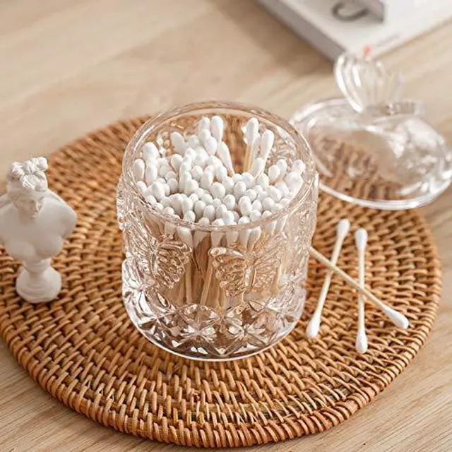 Alt view image 4 of 7 - Floral Crystal Glass Relief Flower Candy Dish Swab Box Storage Jar with Lid, 5x3.5 inches, 8 oz, 1 Count