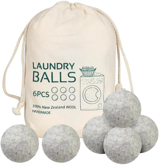 Main image of Wool Dryer Balls 6 Pack Reusable Laundry Drying Ball New Zealand Natural Fabric Softener Reduce Clothing Static and Wrinkles
