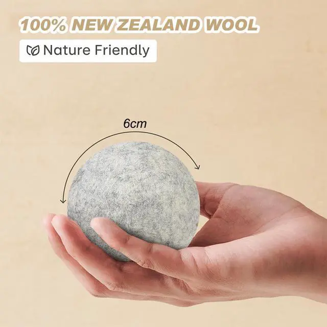Alt view image 2 of 7 - Wool Dryer Balls 6 Pack Reusable Laundry Drying Ball New Zealand Natural Fabric Softener Reduce Clothing Static and Wrinkles
