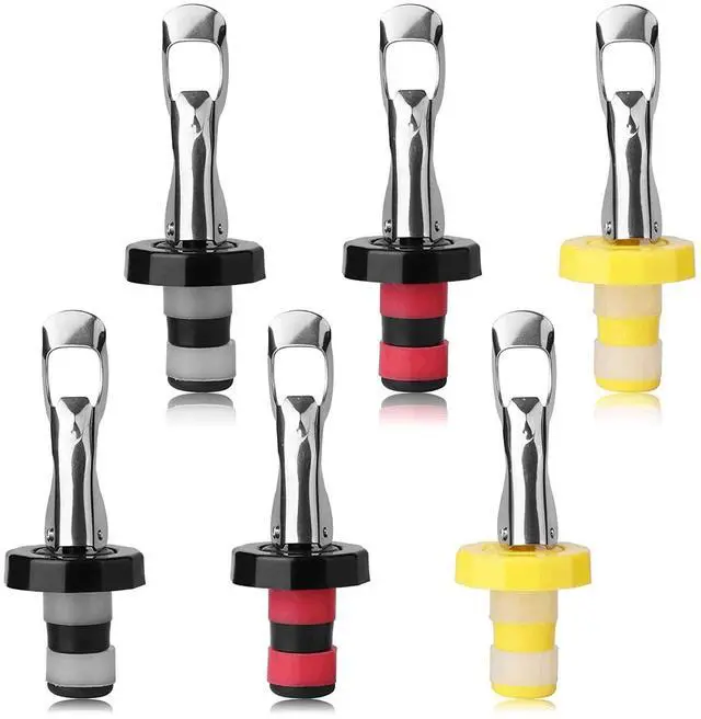 Main image of 6pcs Reusable Wine Stoppers, Silicone Vacuum Bottle Stopper,Expanding Manual Beverage Bottle Stopper,Wine Bottle Airtight Seal Cork