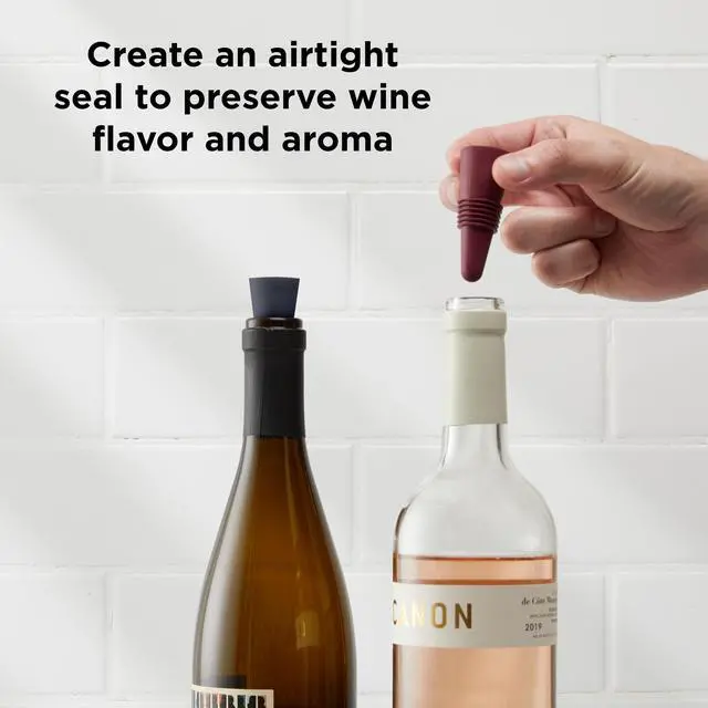 Alt view image 3 of 7 - W6121 Bottle Stoppers Set of 4, Multicolor Wine Bottle Caps to Preserve Freshness, Stylish and Durable, Perfect for Parties and Gifts
