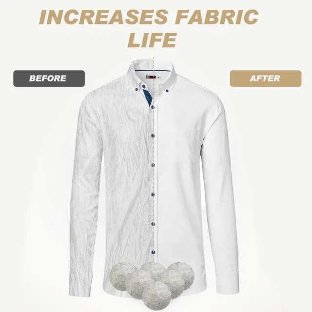 Alt view image 6 of 7 - Wool Dryer Balls 6 Pack Reusable Laundry Drying Ball New Zealand Natural Fabric Softener Reduce Clothing Static and Wrinkles