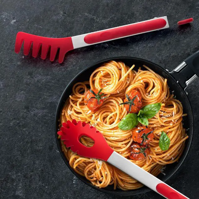 Alt view image 7 of 7 - 2 PCS Pasta Tong Spaghetti Tongs, 9" & 12-Inch Heat Resistant Pasta Tongs