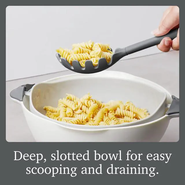 Alt view image 2 of 6 - Pasta Claw Spaghetti Spoon Scoop Charcoal Gray Silicone Pasta Spoon with Teeth, BPA Free Silicone Pasta Fork for Serving Spaghetti Linguine and Noodles, Heat Safe Pasta Serving Spoon