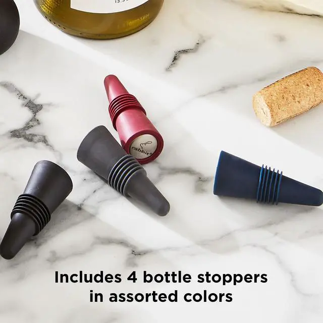 Alt view image 5 of 7 - W6121 Bottle Stoppers Set of 4, Multicolor Wine Bottle Caps to Preserve Freshness, Stylish and Durable, Perfect for Parties and Gifts