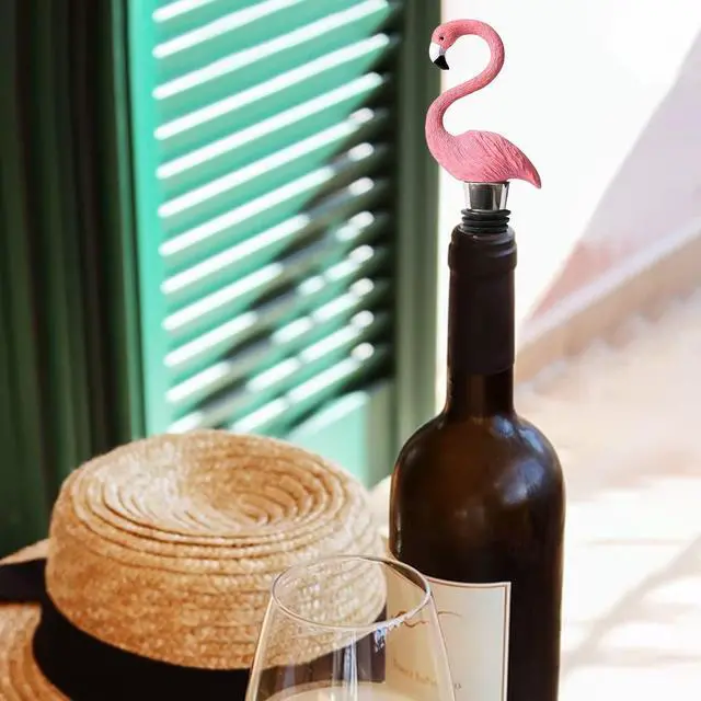 Alt view image 4 of 6 - 1 Pcs Funny Flamingo Wine Stopper for Women Men Flamingo Gift Party Decor Wine Stoppers Decorative Rubber Wine Stoppers Champagne Bottle Stopper Sparking Wine Bottle Sealer