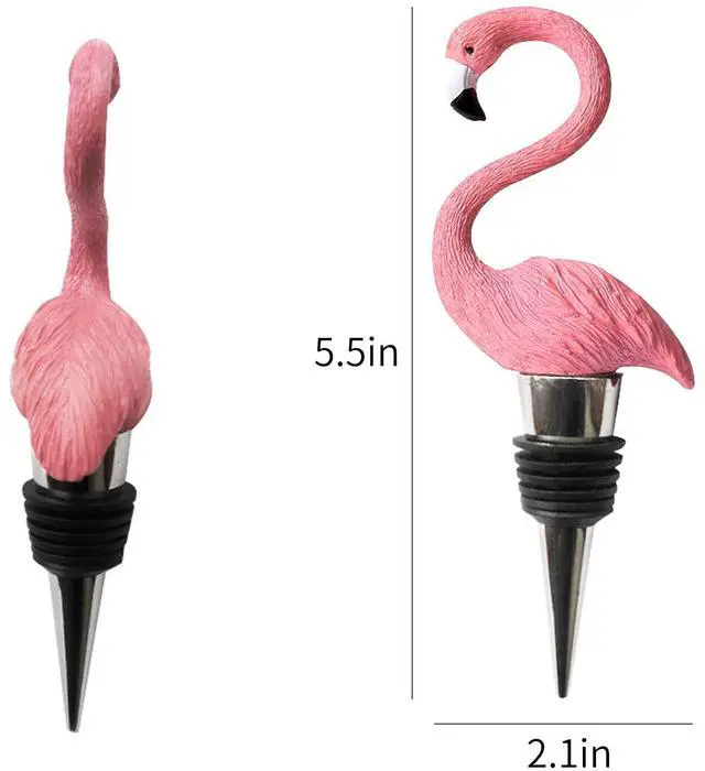 Alt view image 3 of 6 - 1 Pcs Funny Flamingo Wine Stopper for Women Men Flamingo Gift Party Decor Wine Stoppers Decorative Rubber Wine Stoppers Champagne Bottle Stopper Sparking Wine Bottle Sealer