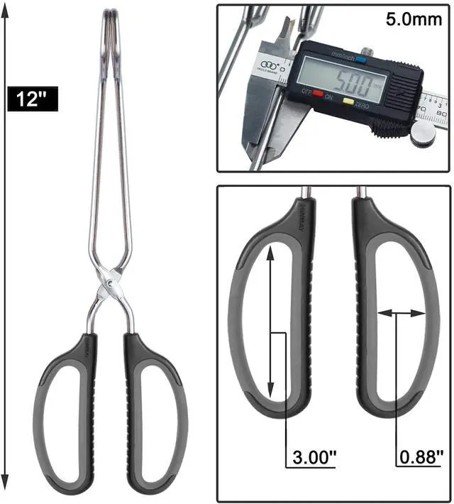Alt view image 3 of 6 - Scissor Tongs with Comfort-Grip Handle 12-Inch Cooking Tongs