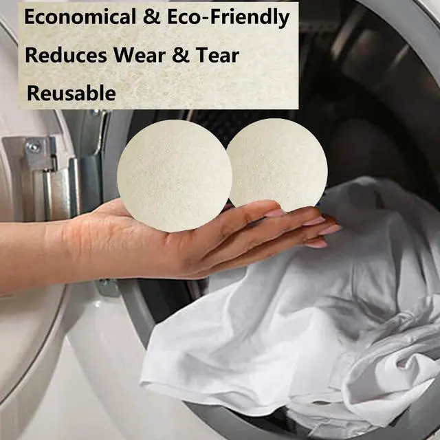 Alt view image 4 of 5 - XXL Wool Dryer Balls, 3PCS Natural Fabric Softener, Fluff Laundry Wrinkle Release and Saves Drying Time, Reusable