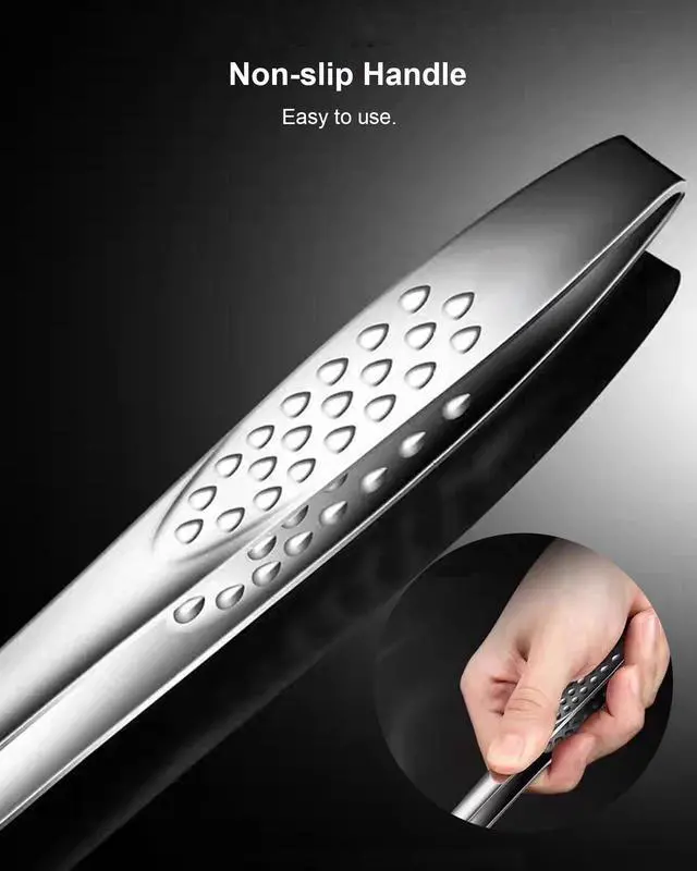 Alt view image 3 of 6 - 4 Pcs 11 Inches Korean BBQ Tongs Stainless Steel Grill Tongs Cooking Tweezers Japanese Barbecue Tong Kitchen Tong For Cooking Pasta Salads Buffet Food Serving