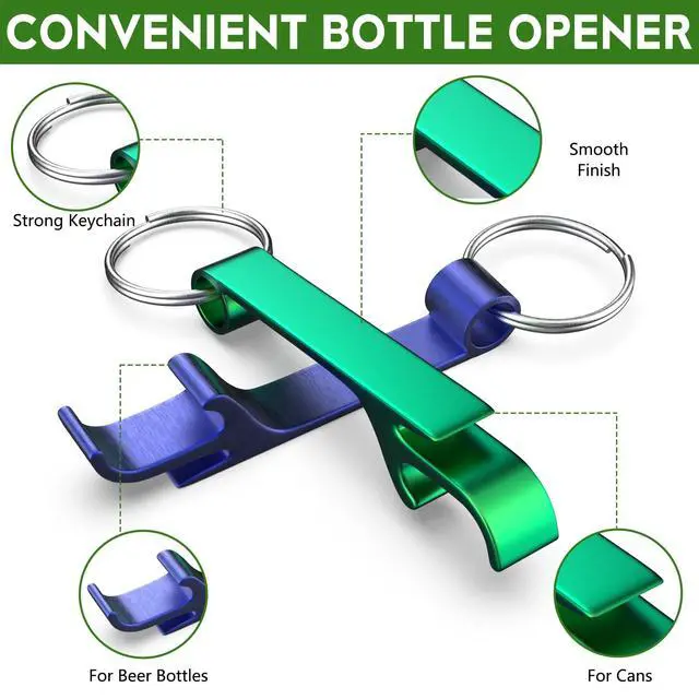 Alt view image 2 of 7 - 6 Pack Aluminum Alloy Bottle Opener Keychain, Pocket Beer Bar Tool Set
