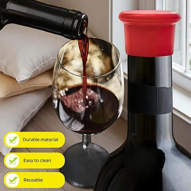 Alt view image 3 of 7 - 8-Pack Vibrant Silicone Wine Stoppers - Reusable, Airtight Champagne & Beer Bottle Sealer - Leakproof Beverage Savers for Wine, Sparkling Drinks, Soda (Multi-Color)