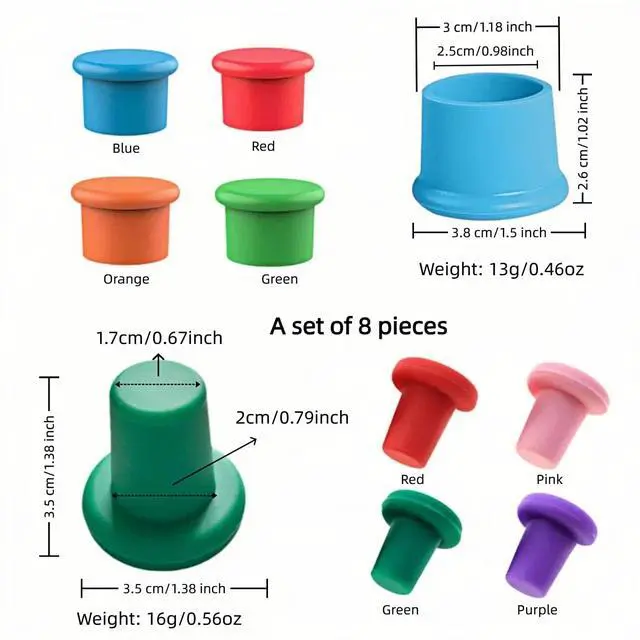 Alt view image 6 of 7 - 8-Pack Vibrant Silicone Wine Stoppers - Reusable, Airtight Champagne & Beer Bottle Sealer - Leakproof Beverage Savers for Wine, Sparkling Drinks, Soda (Multi-Color)