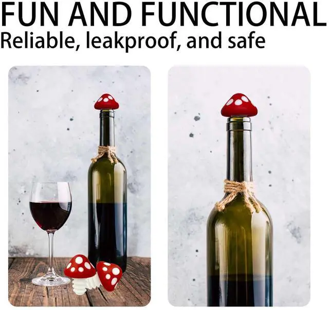 Alt view image 3 of 7 - Red Mushroom Wine Stoppers - Bottle Plug Accessories, Kitchen Gadgets Gift Set, Creative Halloween Decoration - 2pcs