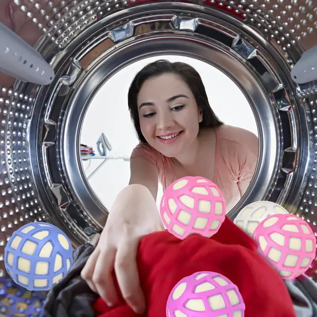 Alt view image 2 of 6 - Dryer Balls Patented Silicone Guard, Natural Wool Core, Super Anti-Tangle & Saves Drying Time, Reduces Static & Noise, Natural Fabric Softener, XL 3" Pack of 3