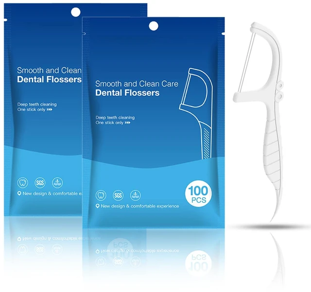 Main image of Dual-Line Dental Floss Picks 200 Count, Mint Flavored Disposable Flossers with Toothpick, Teeth Clean & Fresh Breath, Portable Oral Care Tools for Adults Daily Teeth Cleaning